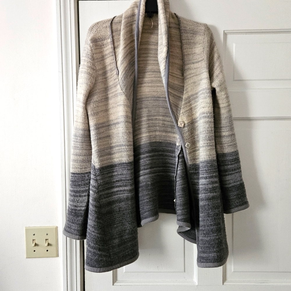 Free People Womens Wool Shawl Collar Cardigan Sweater, Charcoal